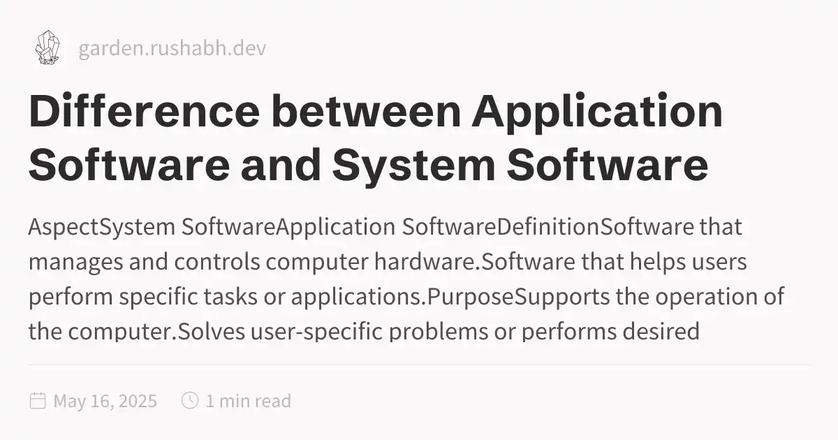 Difference between Application Software and System Software